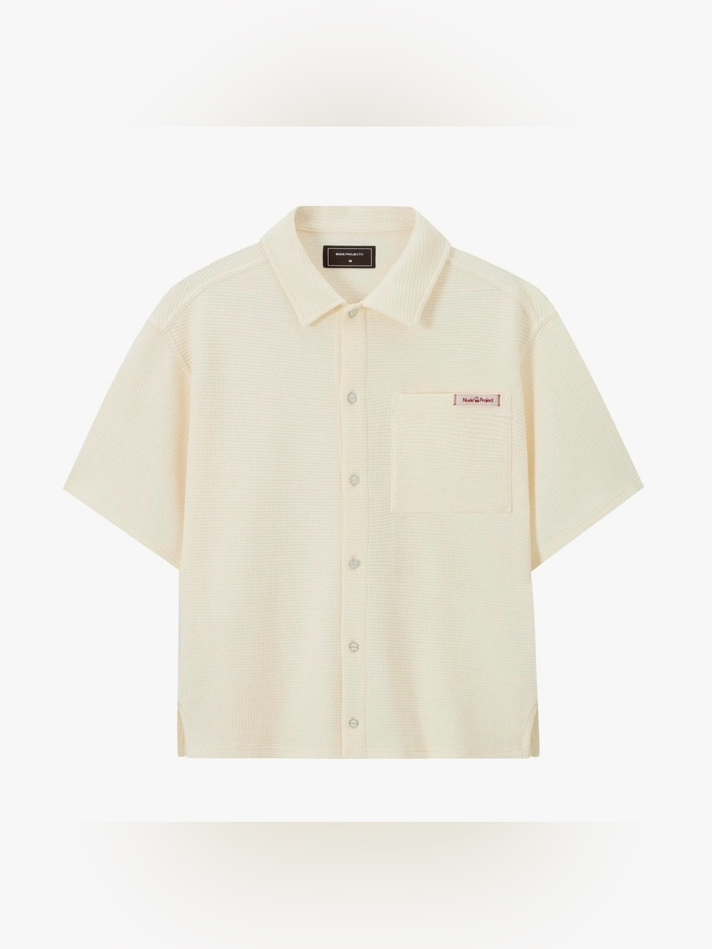 NEW Nude Project Waffle Shirt Ivory Medium Short Sleeve button down